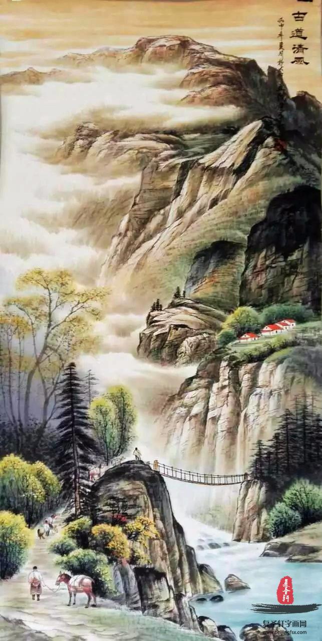 宁建华山水青绿山水《古道清风》-复圣轩字画