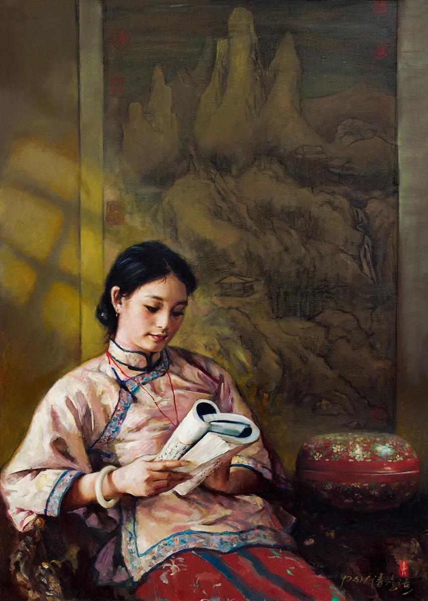 手描き 水彩油画 静物画 潘鸿海 作品図 中国絵画 約70×100cm 未表装 潘鸿海油画-复圣轩字画网