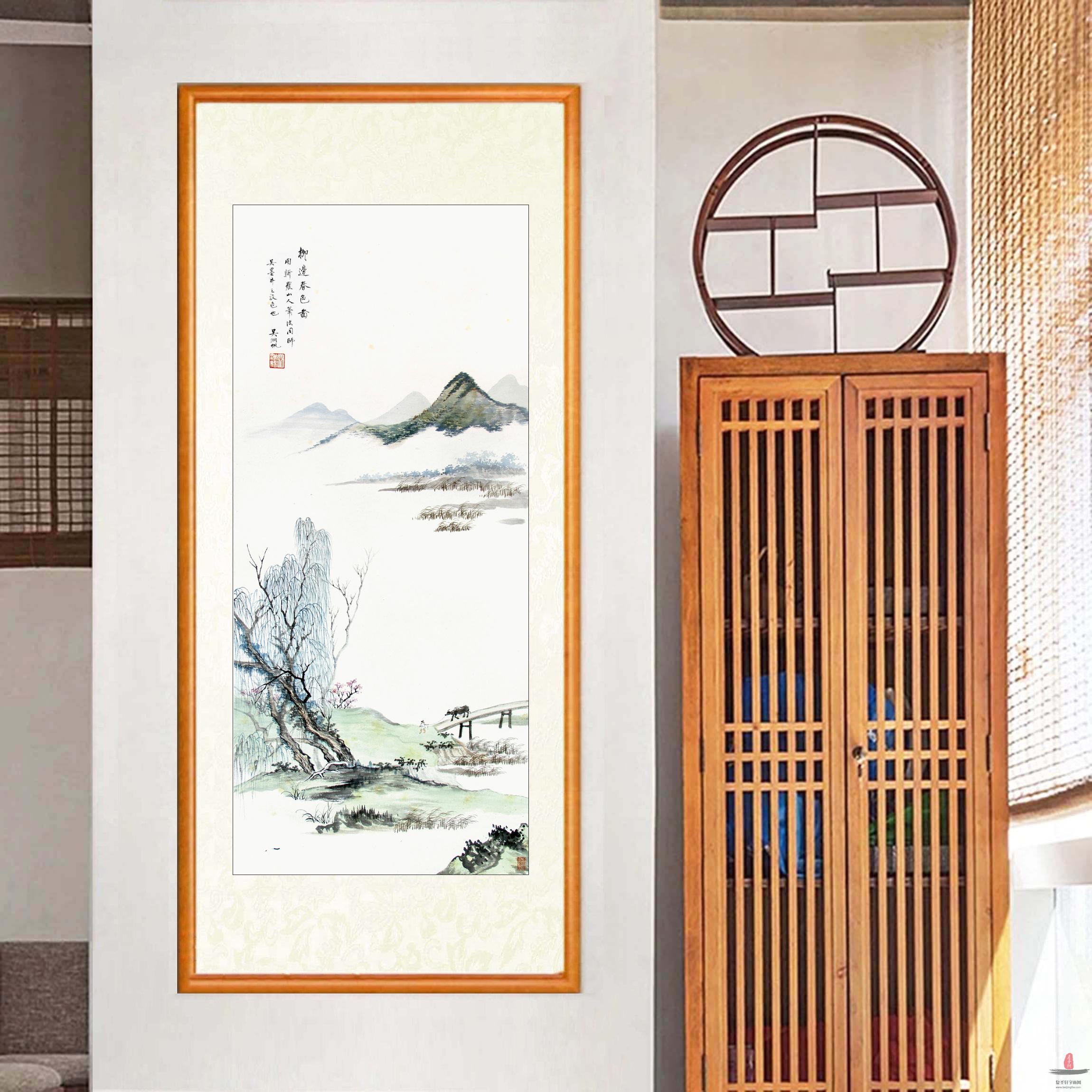 吴湖帆《柳边春色图》-复圣轩字画网