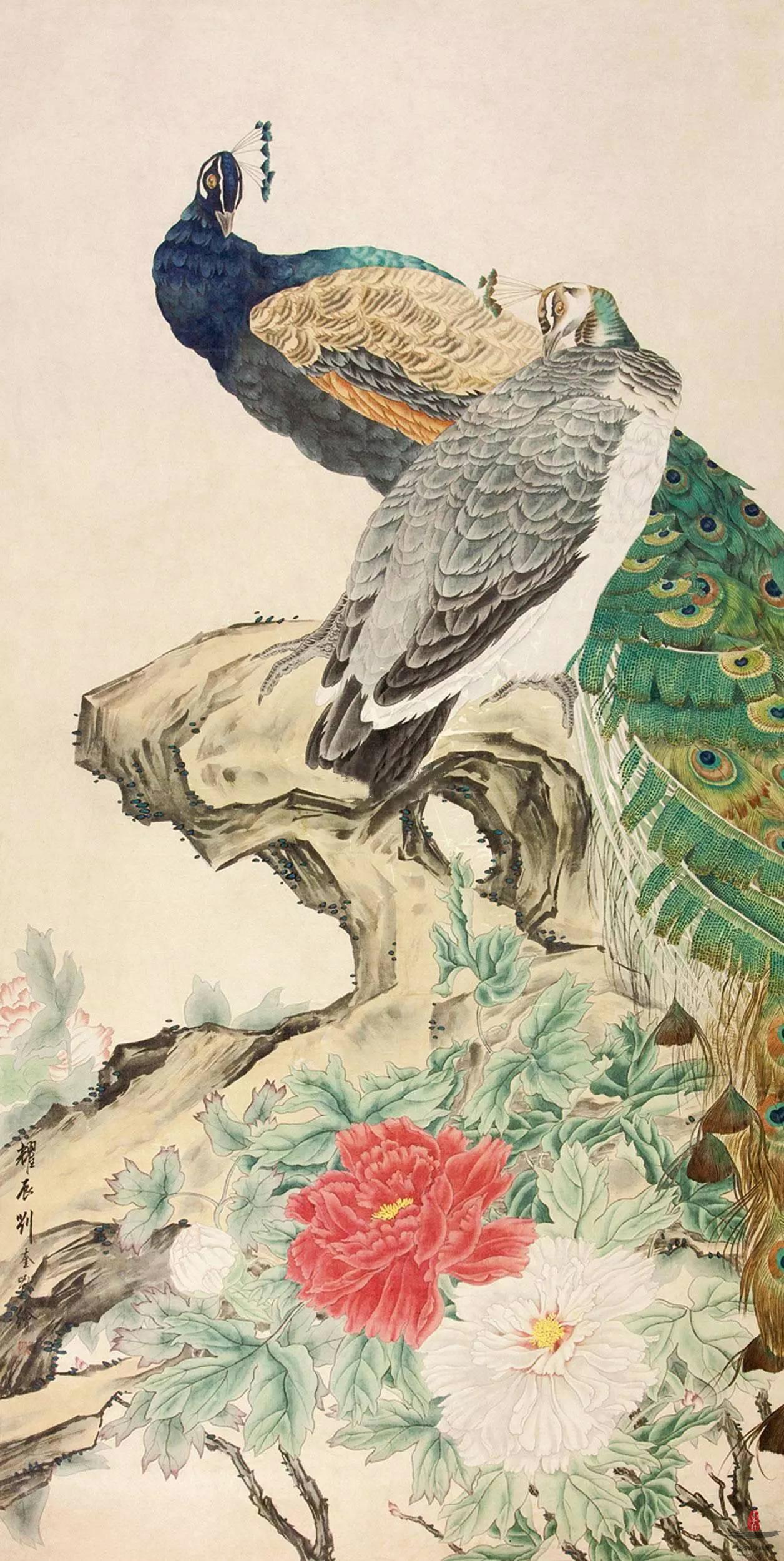 劉奎齢 上林春色 孔雀図 三尺中堂 掛け軸 中国画 花鳥画 手描き 王雪濤 花鳥図（孔雀） 宣紙掛軸 四尺中堂 - メルカリ