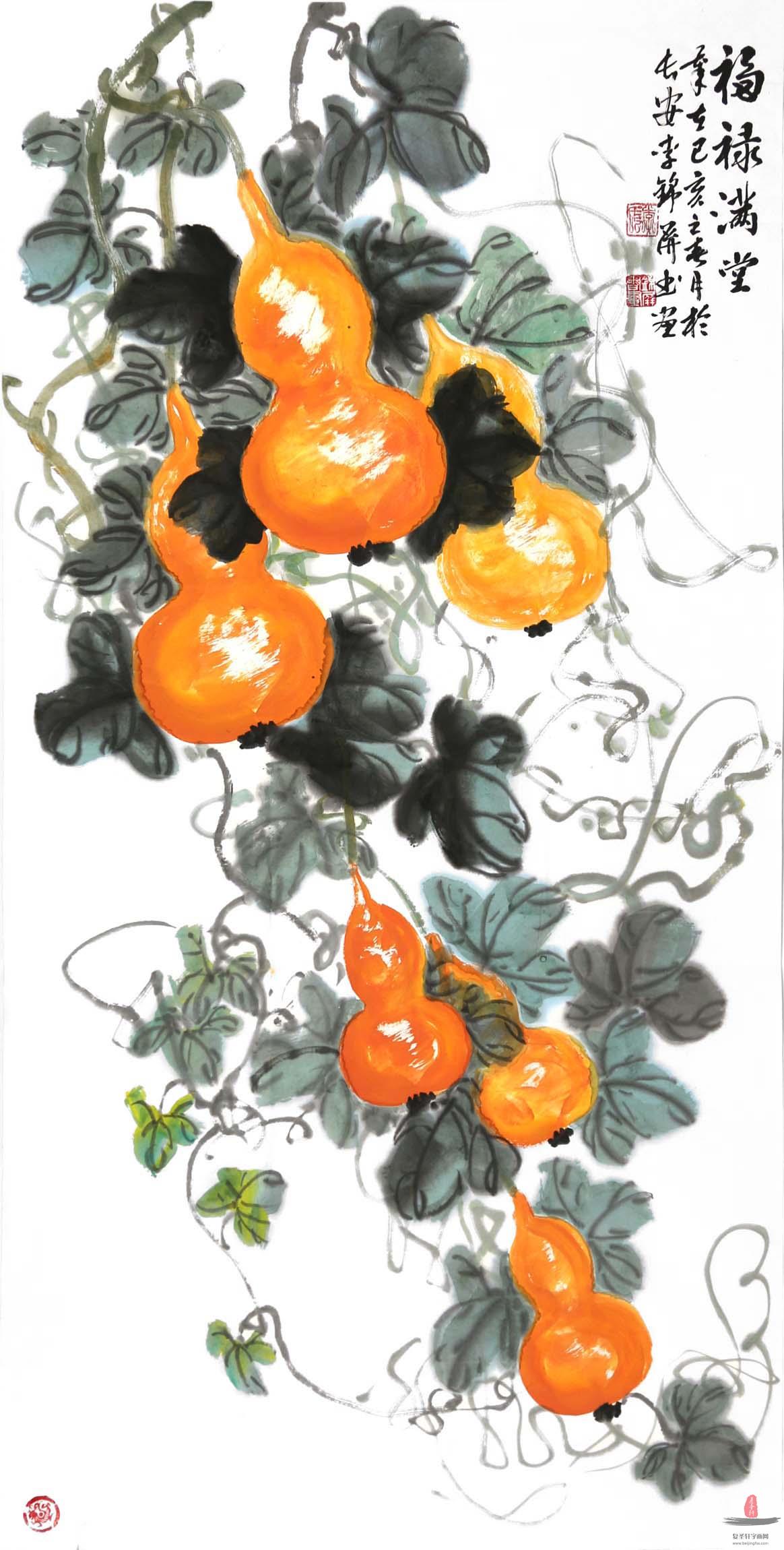 李锦屏花鸟《福禄满堂》-复圣轩字画