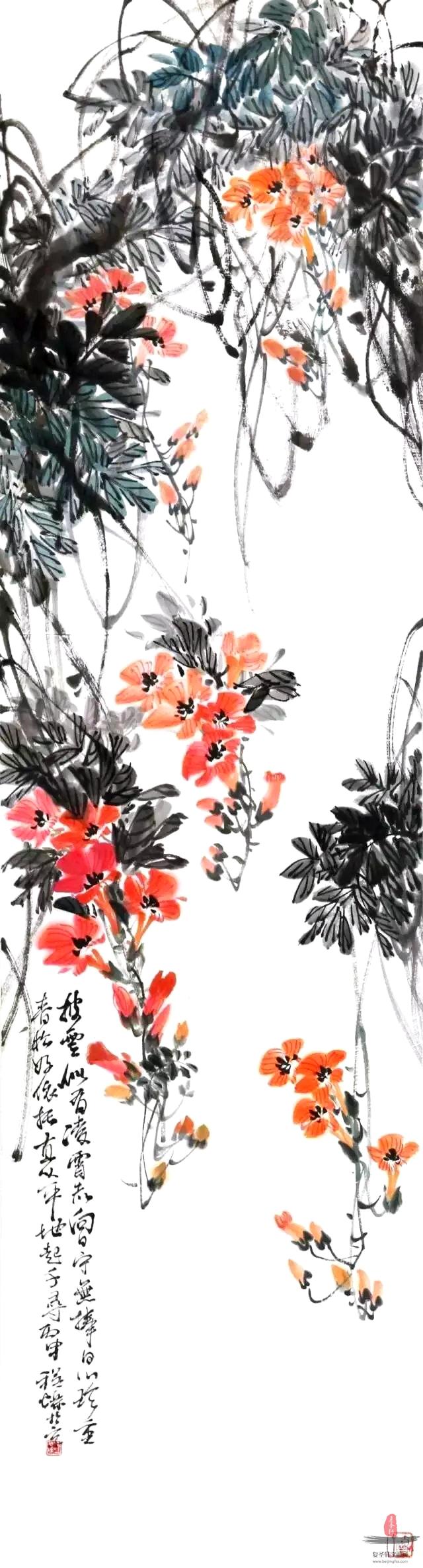 程烁花鸟 《凌霄》-复圣轩字画