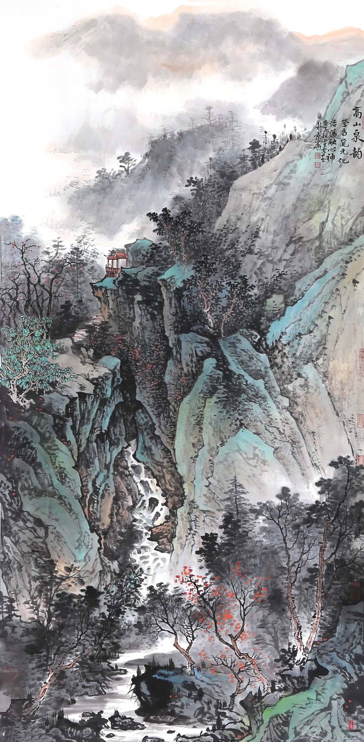 崔安喜《高山泉韵》-复圣轩字画