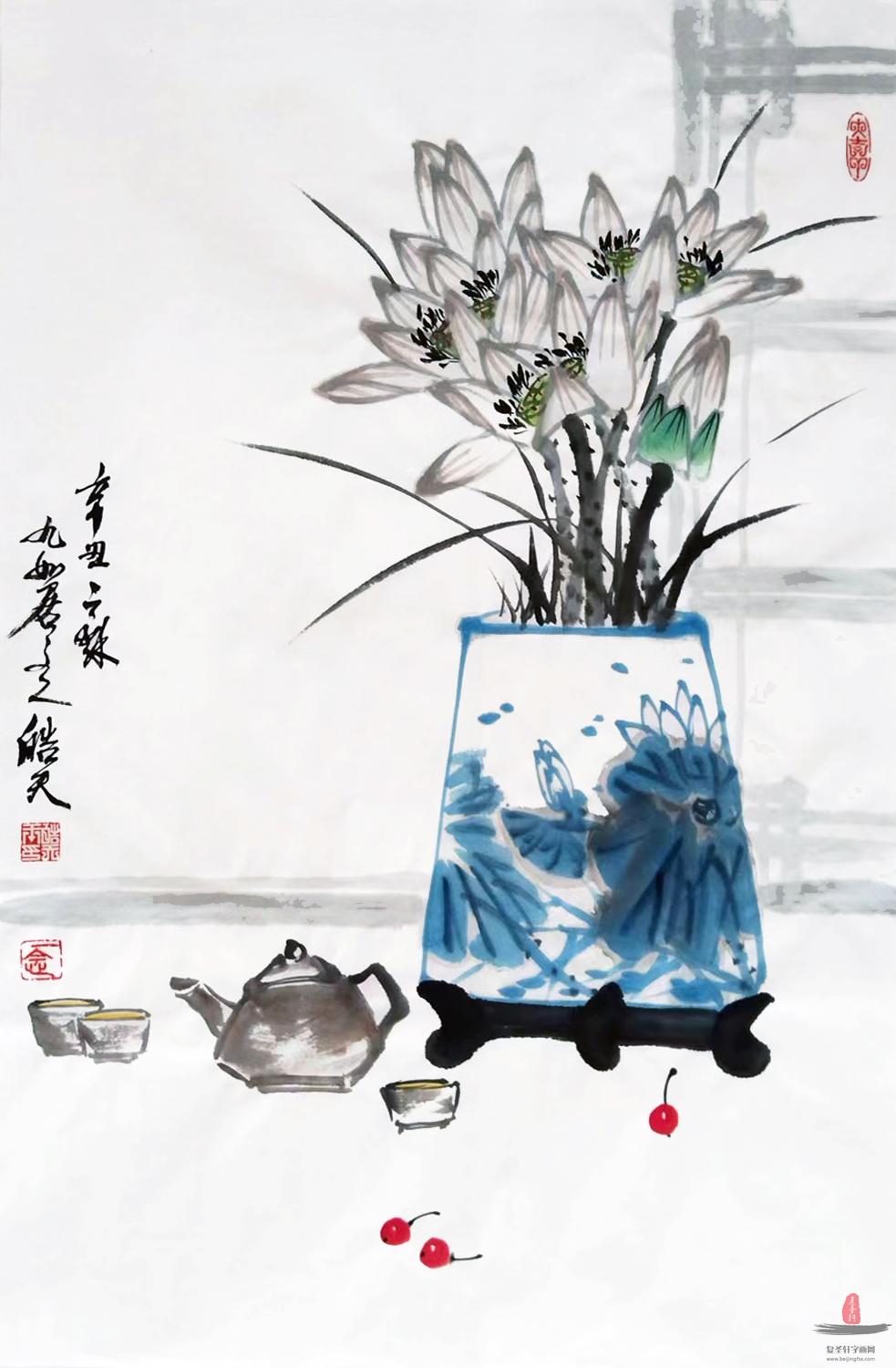 玉锐锋花鸟 《紫气东来》-复圣轩字画