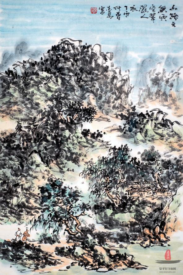 尉迟志勇山水画《青山访佳友》-复圣轩字画