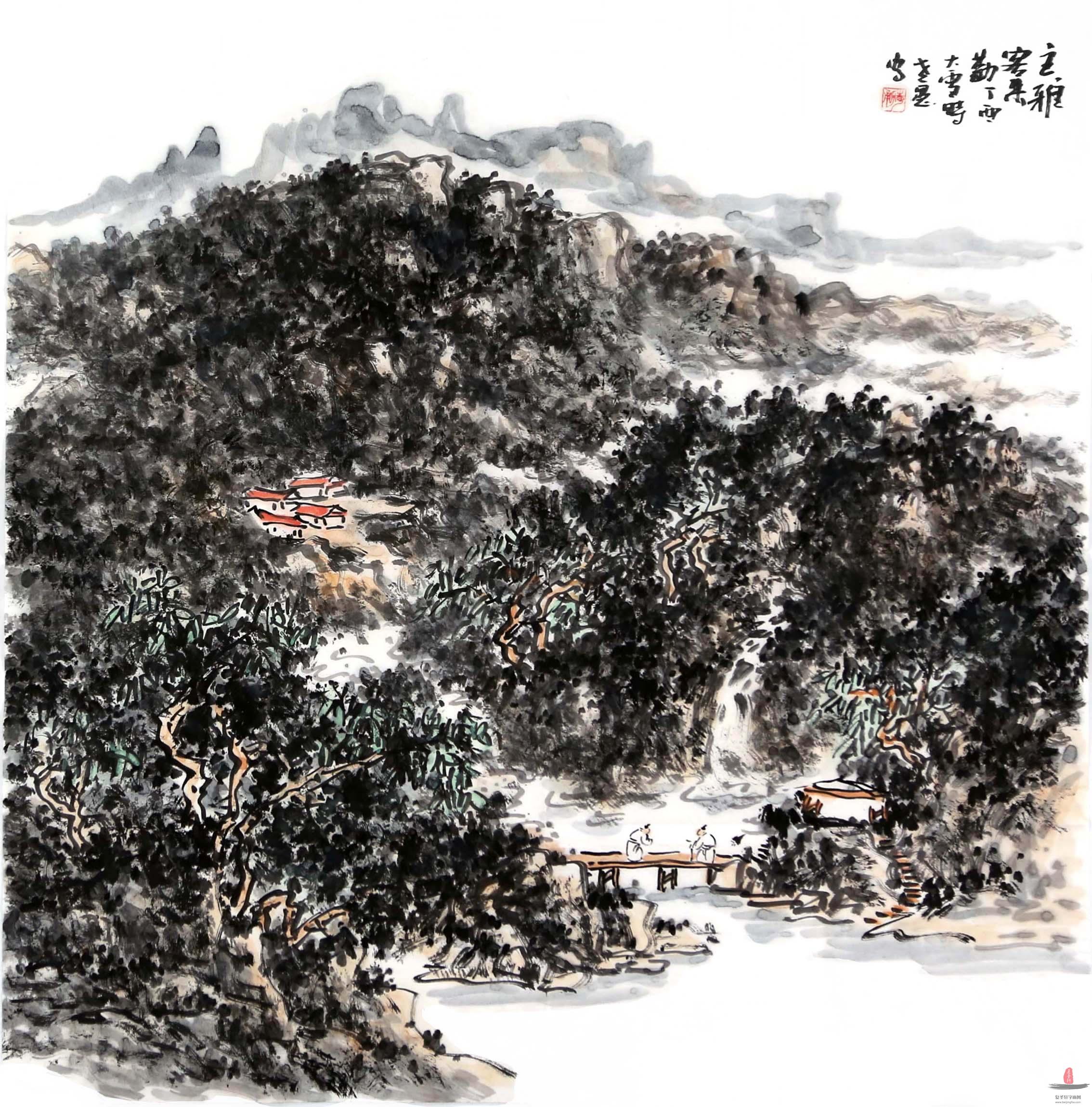 尉迟志勇山水画《青山访佳友》-复圣轩字画