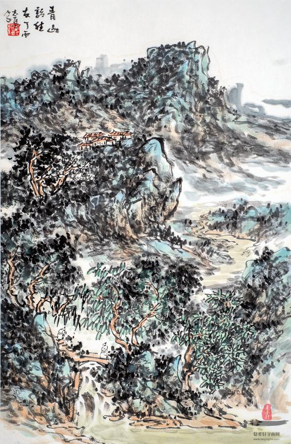 尉迟志勇山水画《青山访佳友》-复圣轩字画