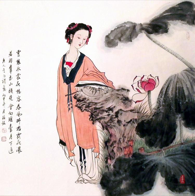 孙铭人物画《云想衣裳花想容》-复圣轩字画