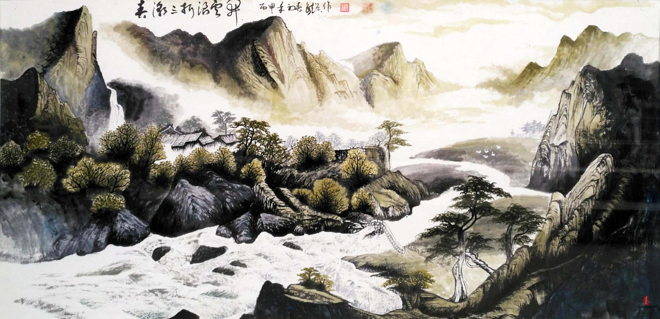 周永超山水《瀑布展雄风》-复圣轩字画