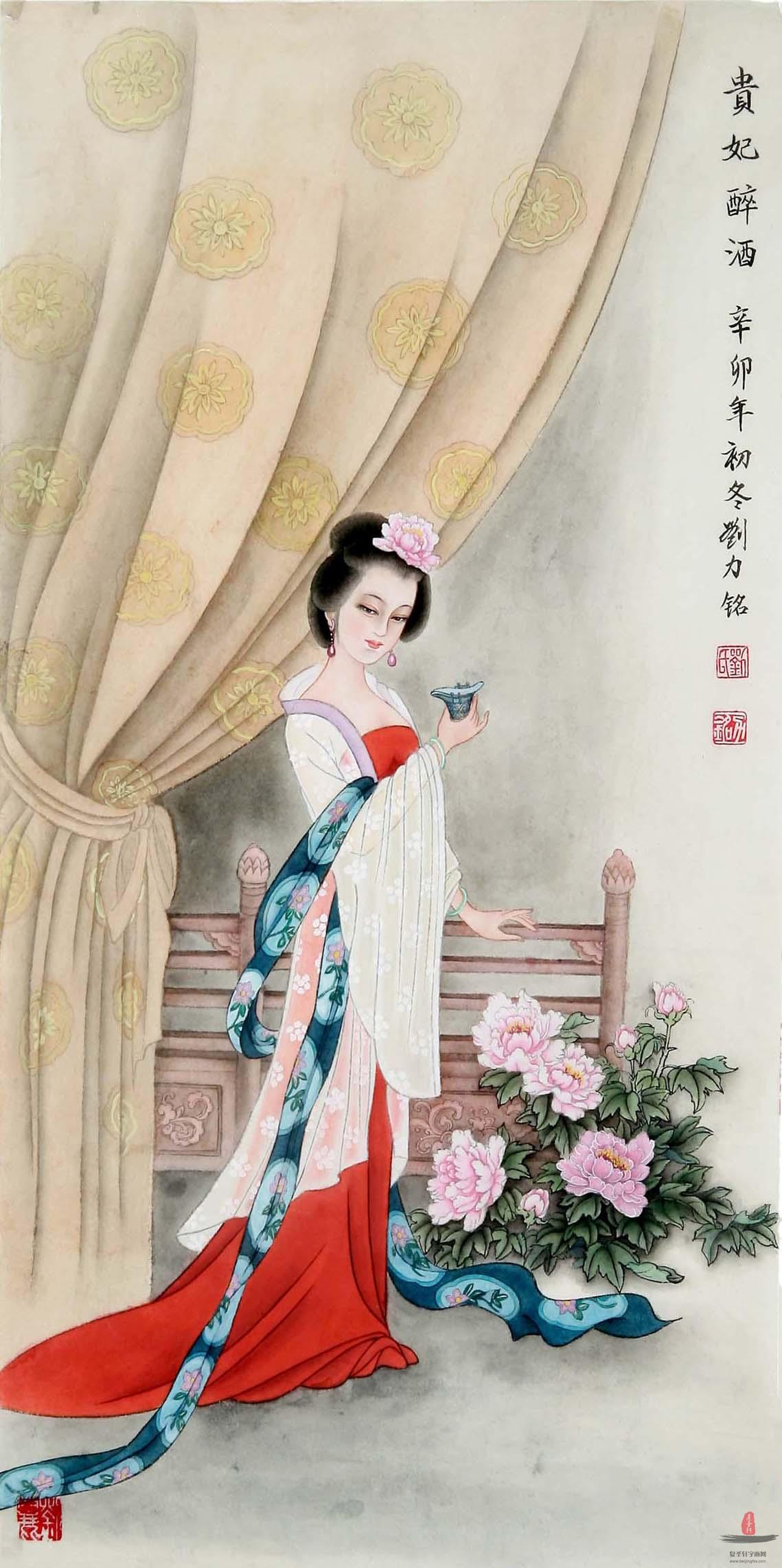 刘力铭人物画《贵妃醉酒》-复圣轩字画网