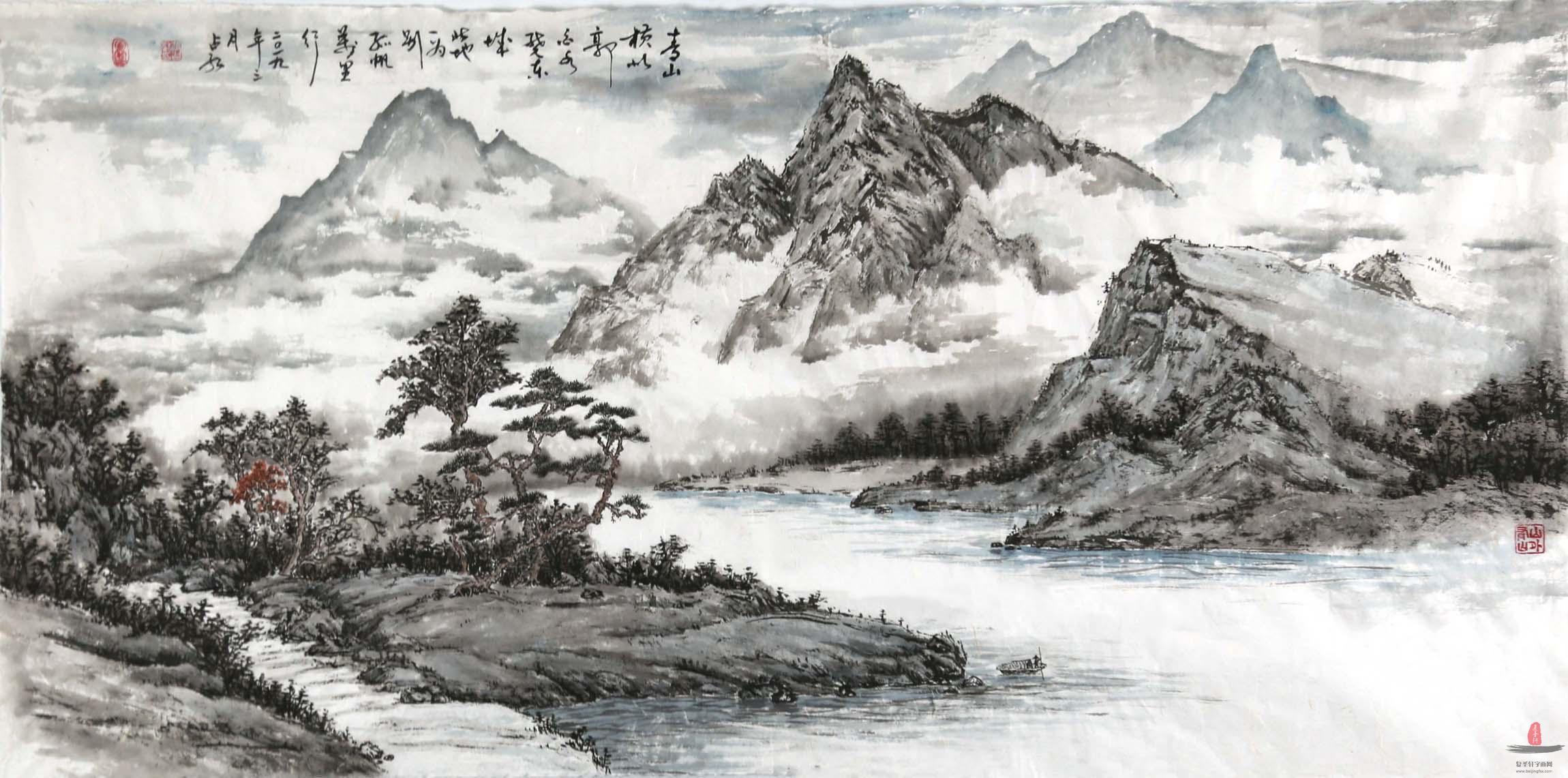张占红山水《一叶江中游》-复圣轩字画