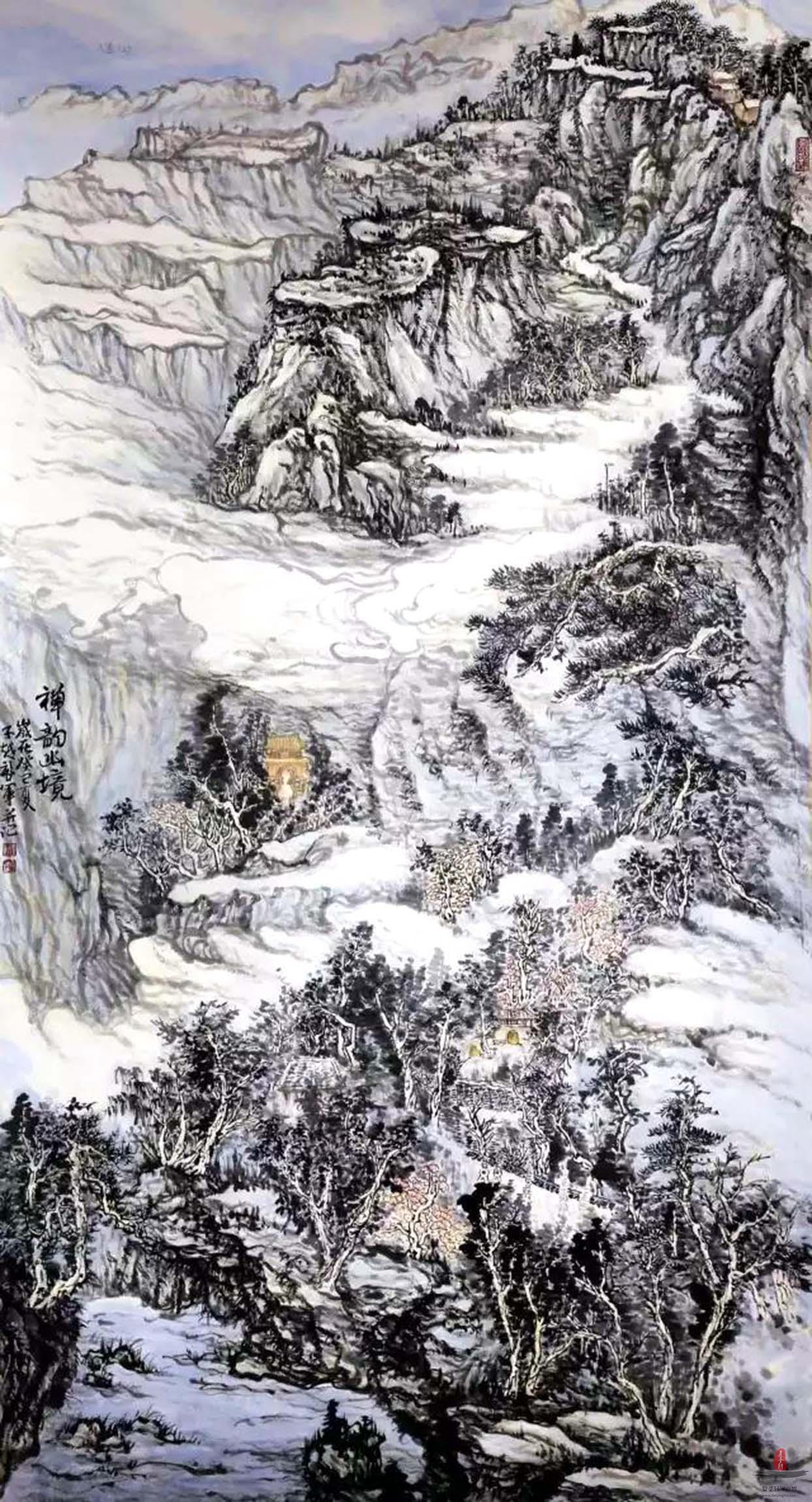 周启军山水《禅韵幽境》-复圣轩字画