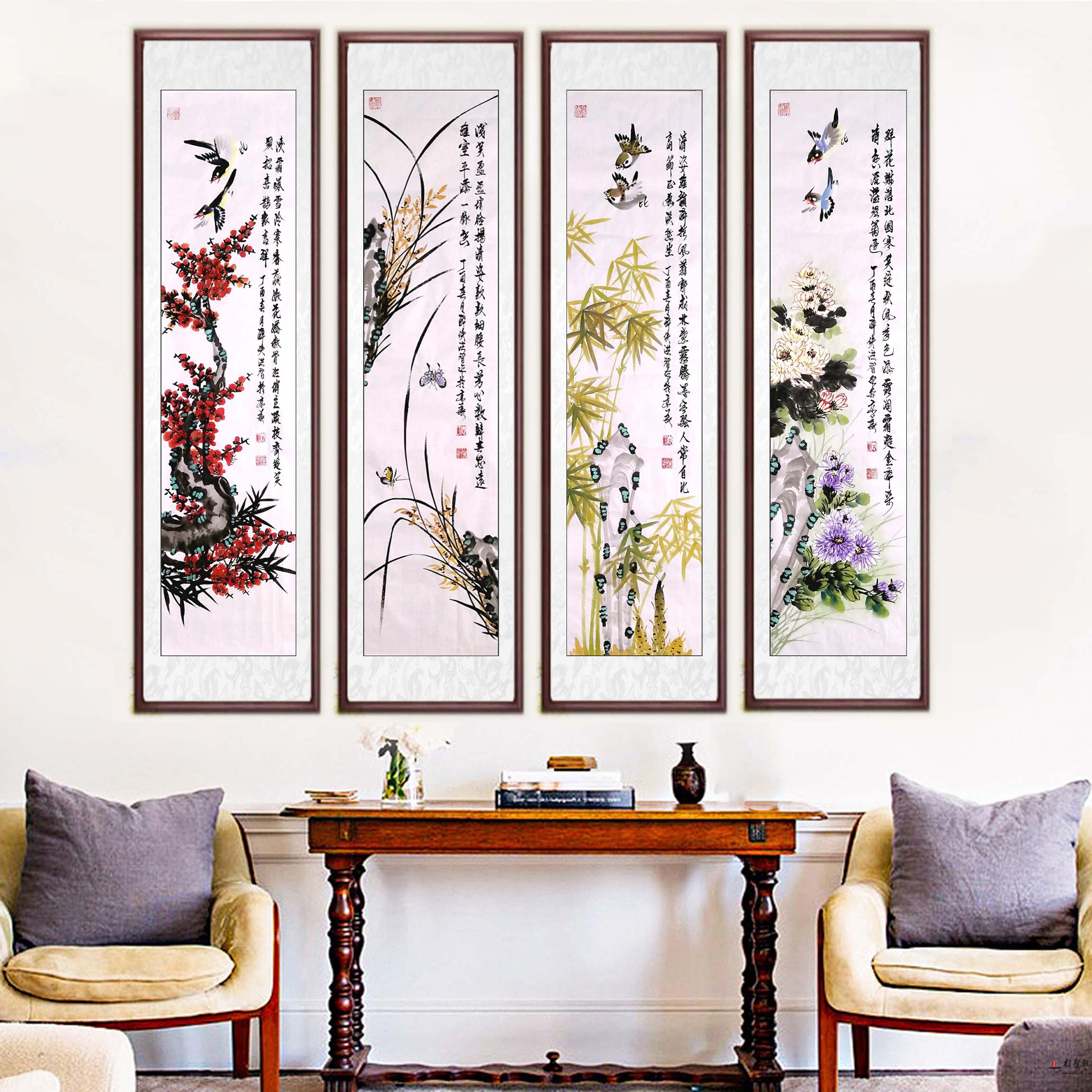 袁洪智花鸟 《梅兰竹菊》-复圣轩字画