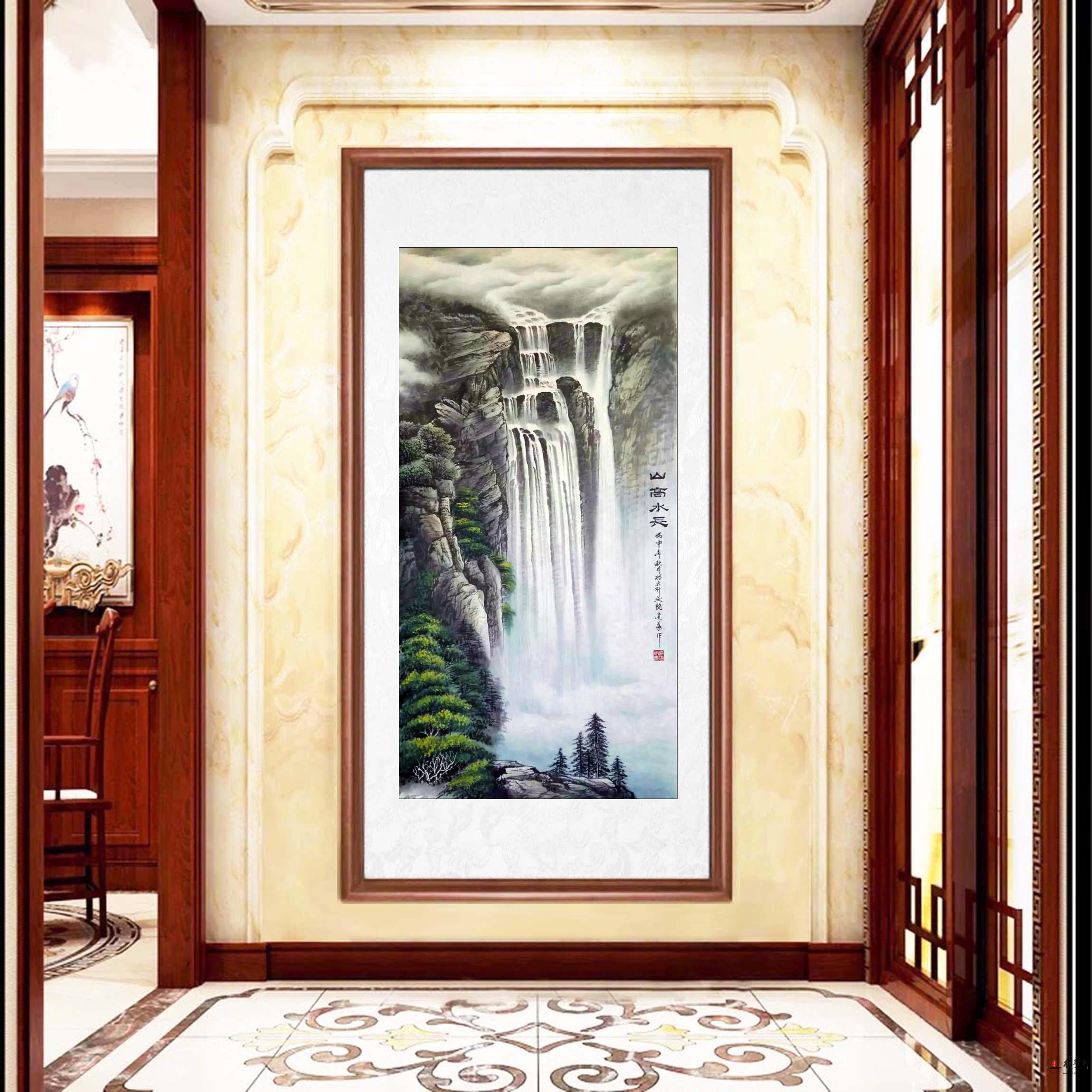 宁建华山水瀑布《山高水长》-复圣轩字画