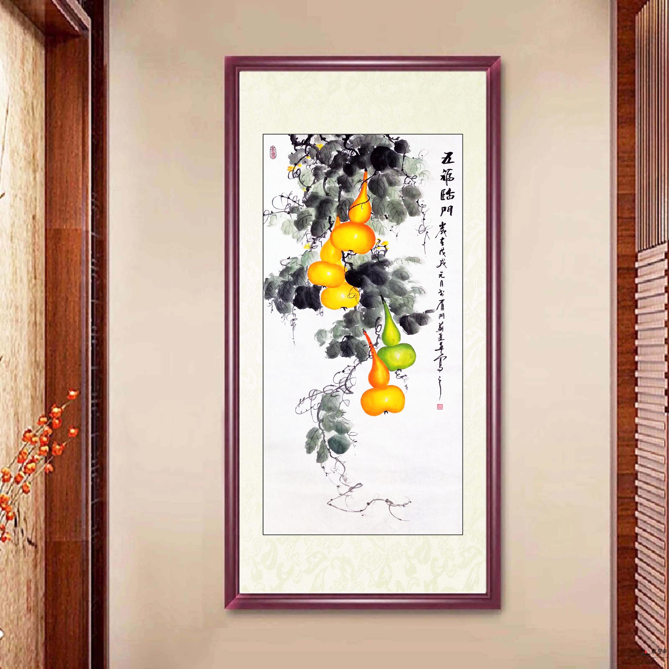 苏进春花鸟画 《五福临门》-复圣轩字画