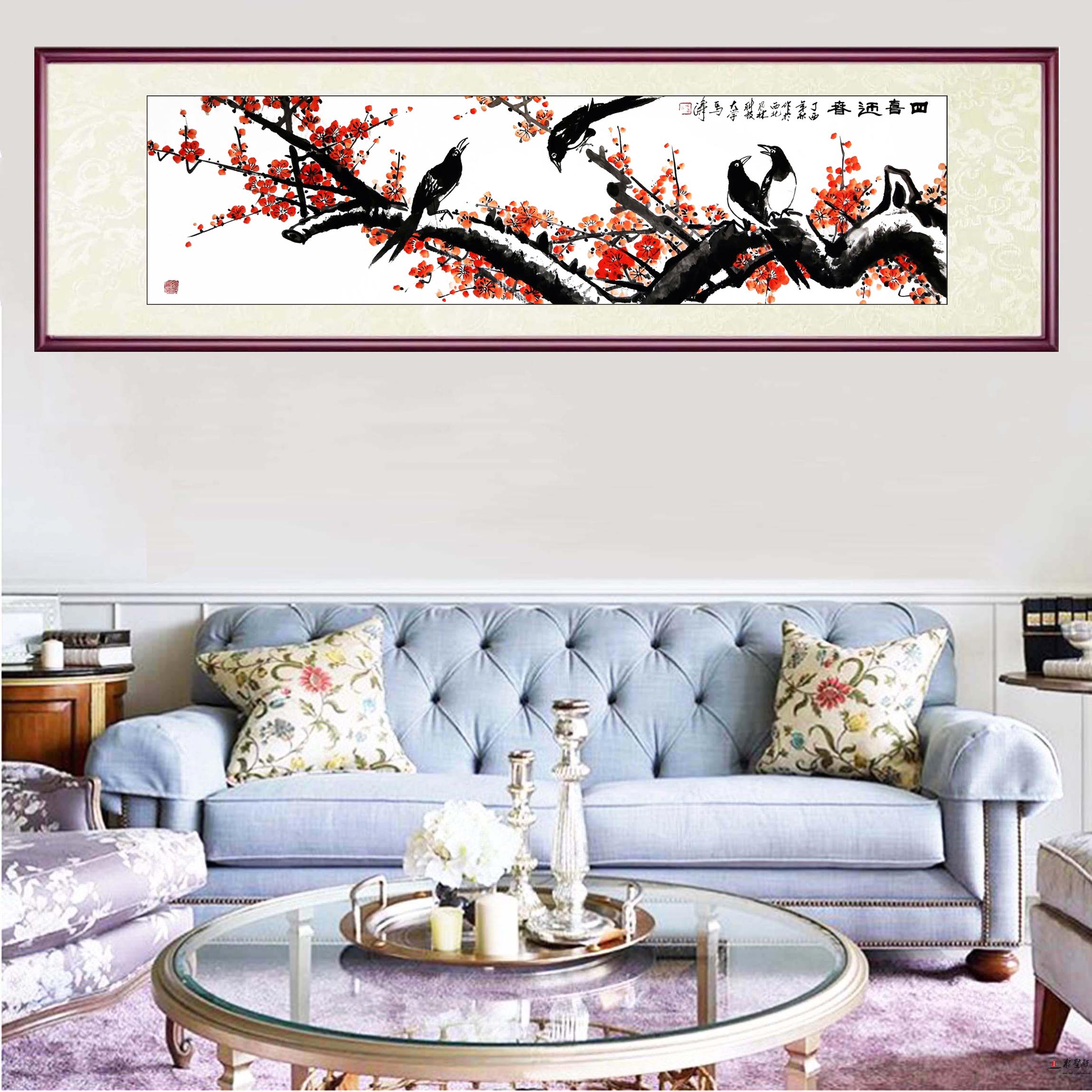 马涛花鸟《四喜迎春》-复圣轩字画