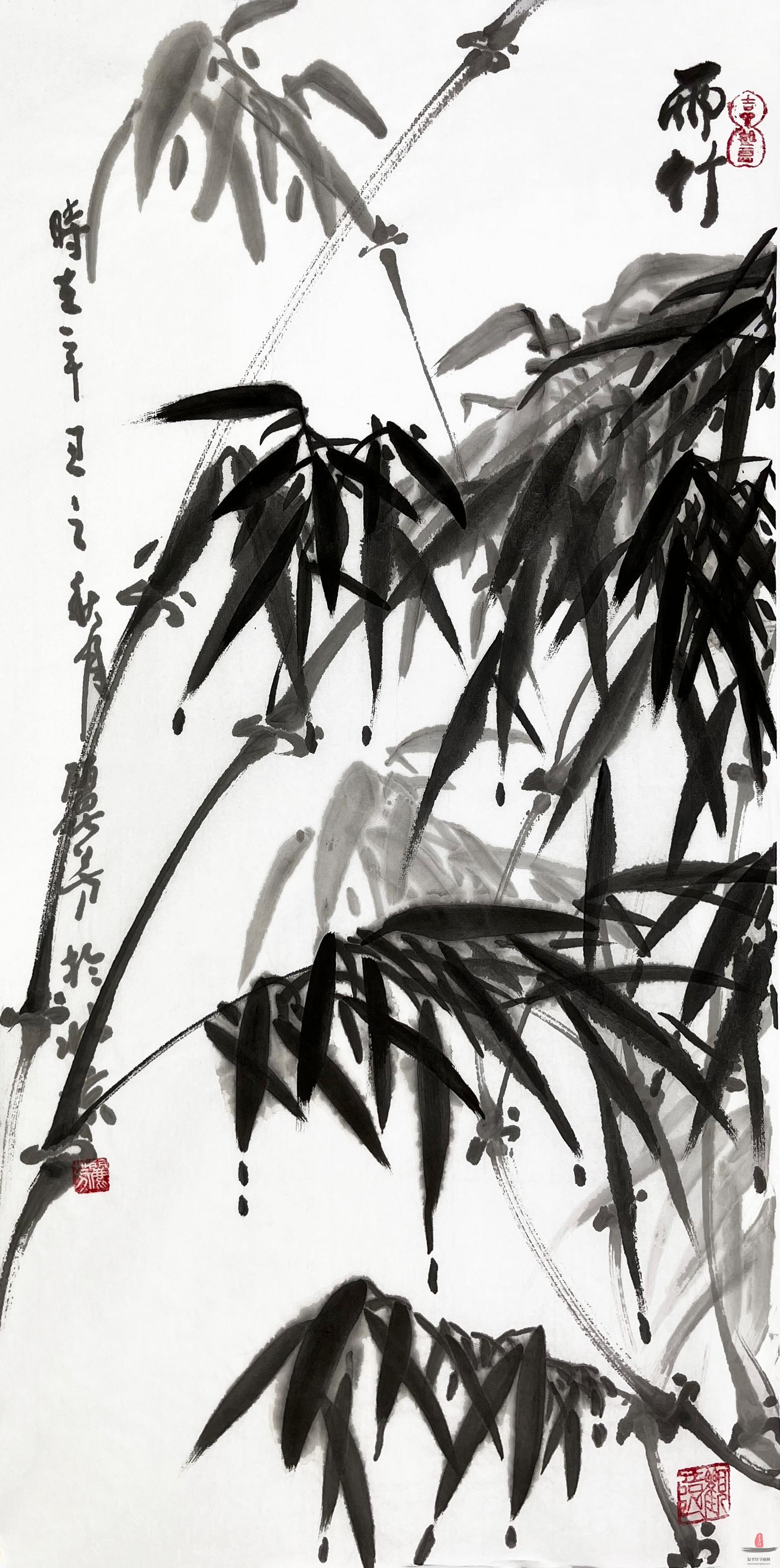 李丽芳 花鸟《雨竹》-复圣轩字画