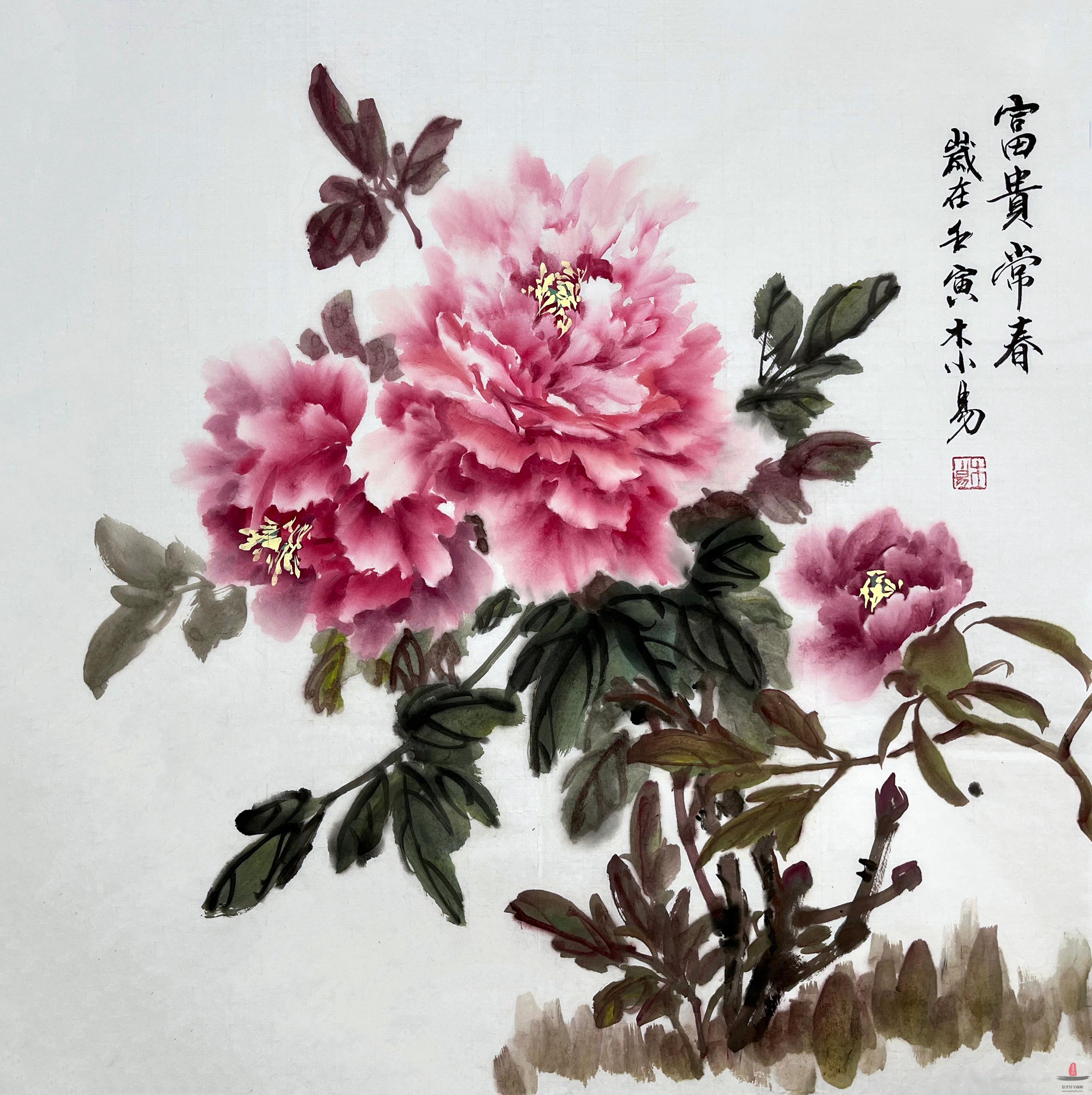 木小易 花鸟《富贵常春》-复圣轩字画