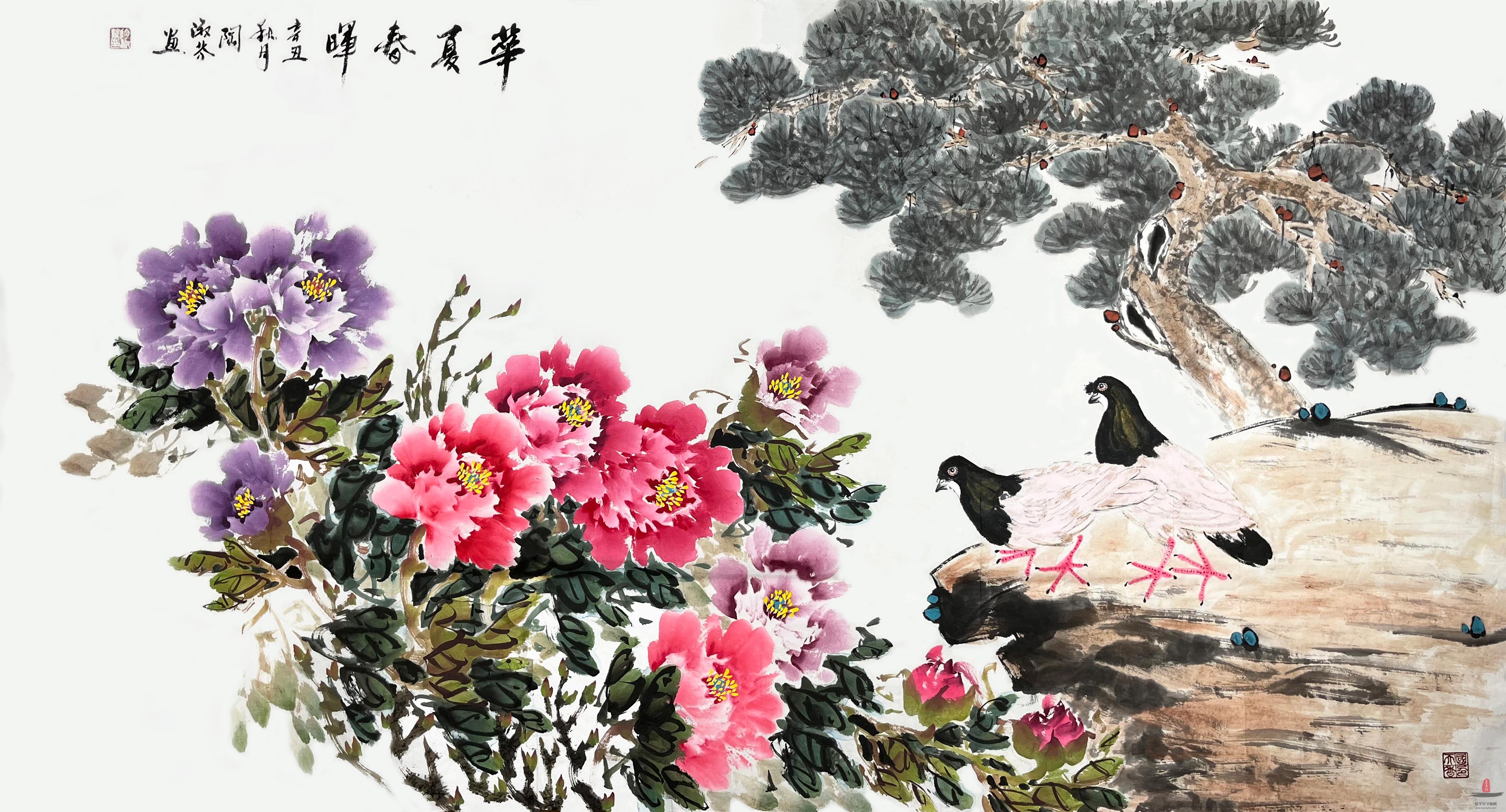 陶淑芬 花鸟《华夏春晖》-复圣轩字画