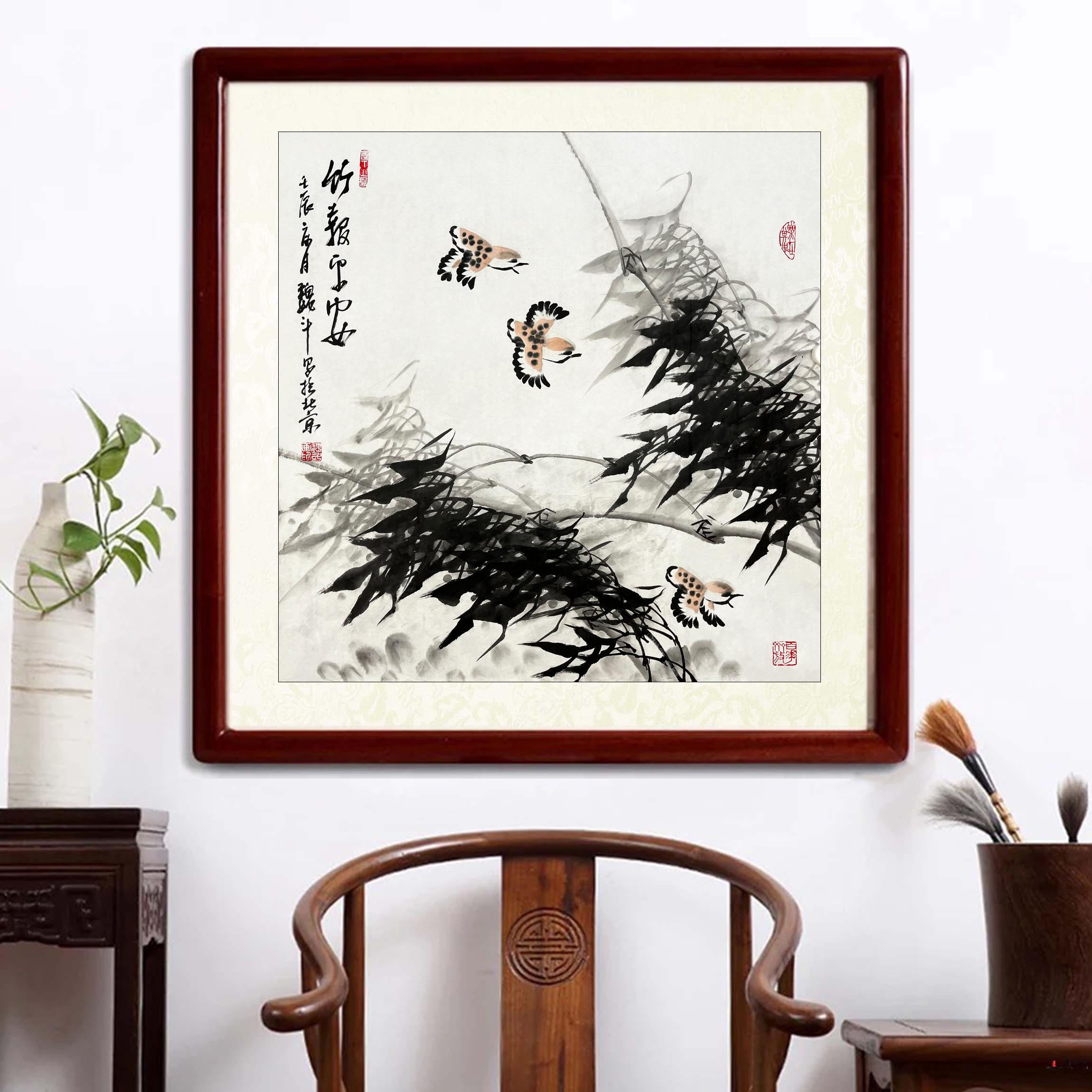 魏斗 花鸟《竹报平安》-复圣轩字画